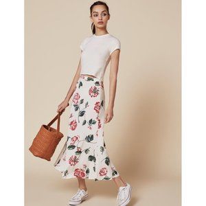 Reformation Bea Skirt in White Floral